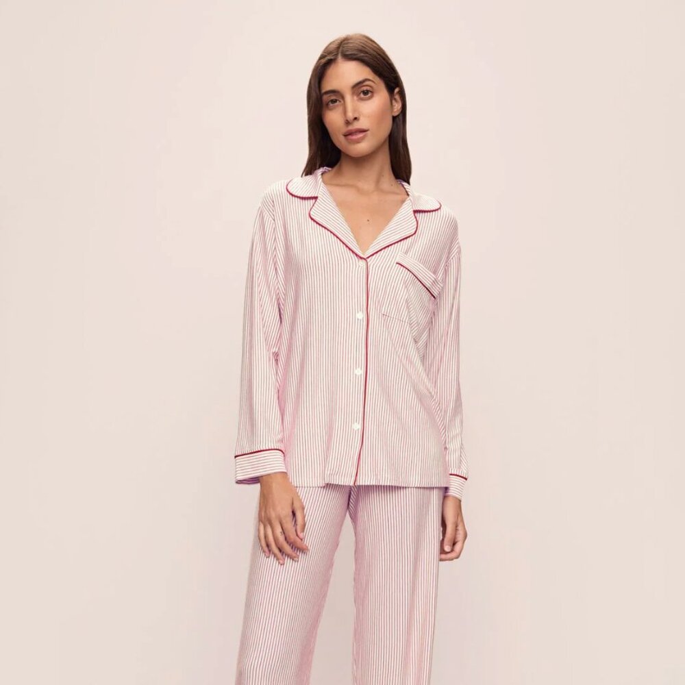 Eberjey Christmas Stripe pajamas-Gisele Printed TENCEL™ Modal Long PJ Set